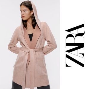 Zara Faux Suede coat in dusty rose color
